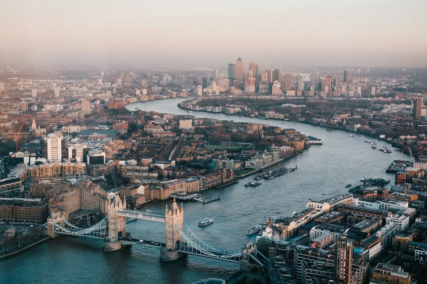 London’s skyline beside the River Thames